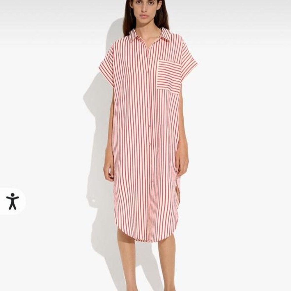 Striped shirt dress layering cotton Paris euro coquette travel cotton NWT